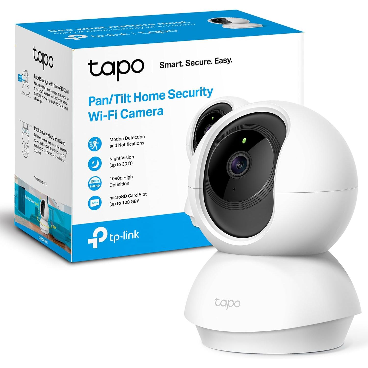 Tp - Link Cámara de Vigilancia Tp-link TAPO C200 Wifi 360° FHD 1080p Visión Nocturna Detección de Movimiento - Compatible con Alexa