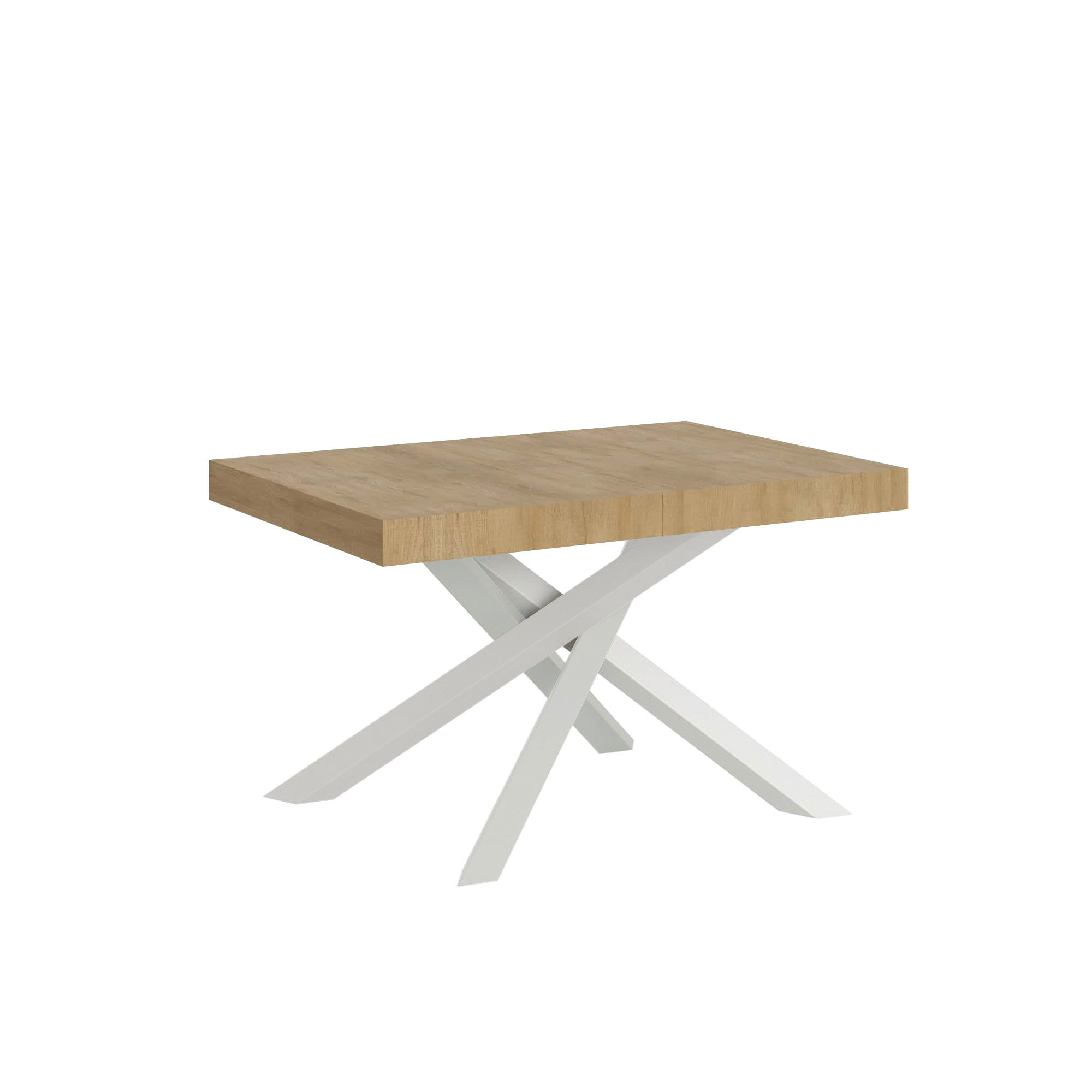 Mesa extensible 90x120/380 cm Volantis Premium roble natural estructura blanca - Itamoby