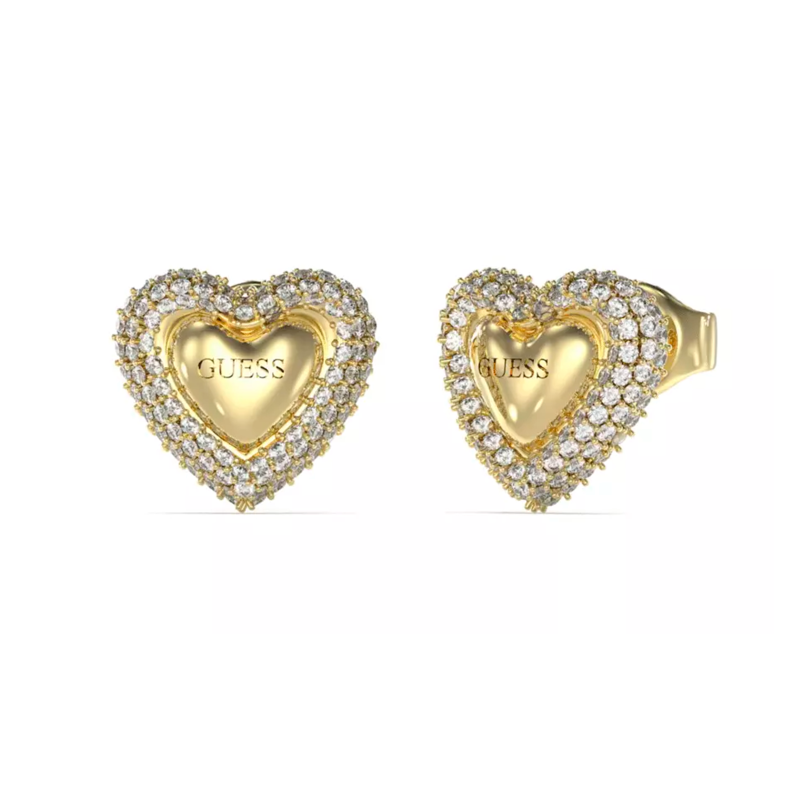 Pendientes GUESS JUBE05020JWYGT-U BELOVED Corazón Dorado y Cristales Mujer
