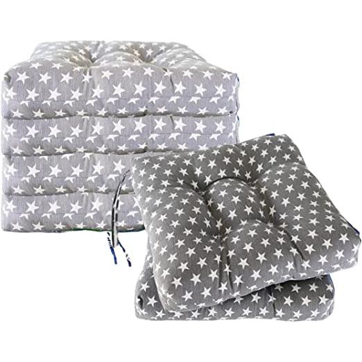 REINO MANSIDI Cojín de silla sin respaldo Reinomansidi 100%Fibra 40x40x7cm Estrella Pack6