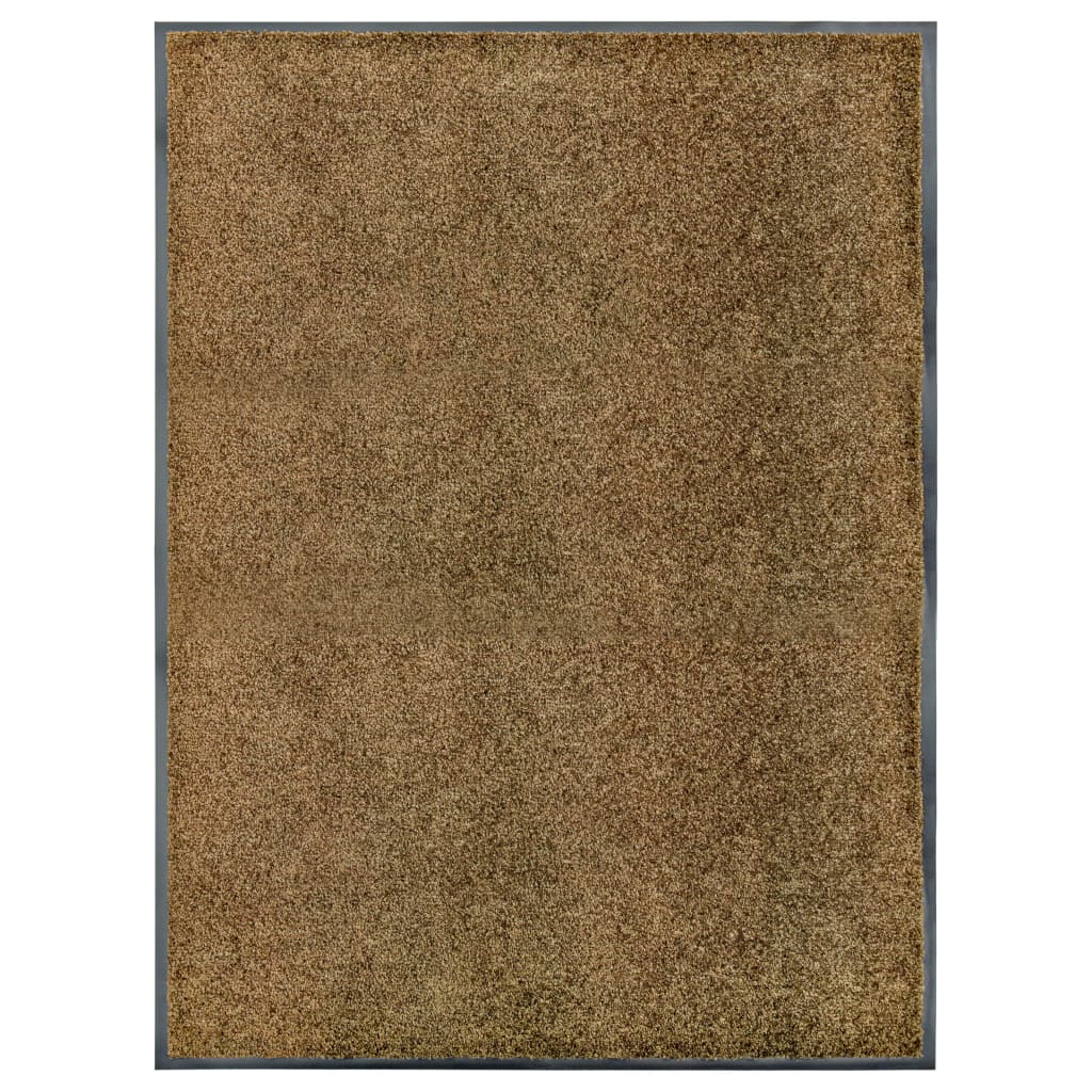 vidaXL Felpudo lavable marrón 90x120 cm