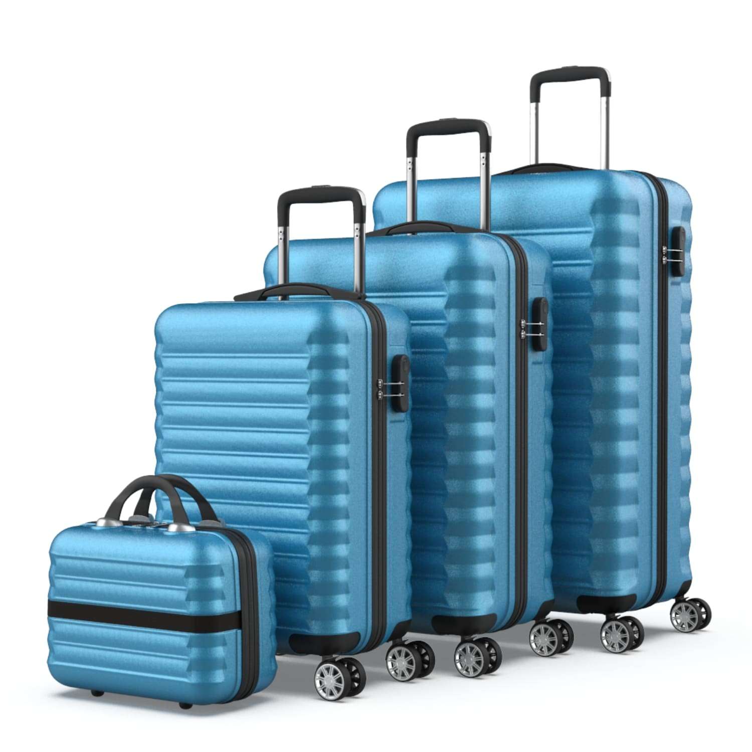 Numada Juego de Maletas Upfly  4 pzs ABS. Maleta Cabina 53x33,5x22, Maleta Mediana 60L, Maleta Grande 78L y Neceser
