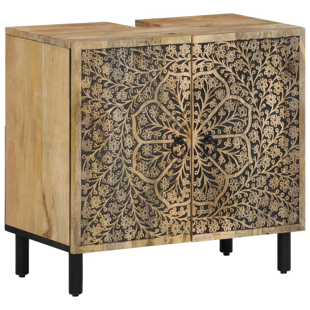 vidaXL Armario de lavabo para baño madera maciza de acacia 62x33x58 cm