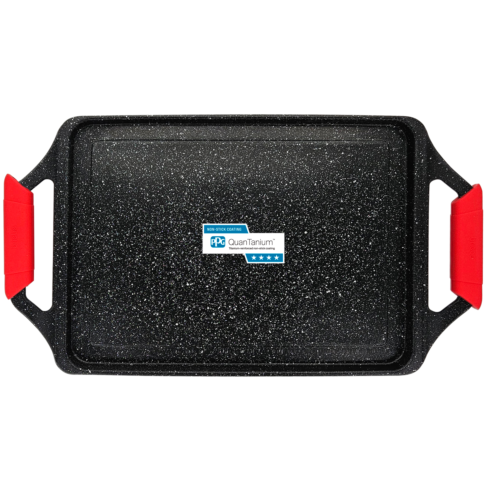Briebe Black Titanium Plancha Cocina Inducción Asar, Antiadherente Titanio 5 Capas, Aluminio Fundido 43x25cm sin PFOA, , Negro