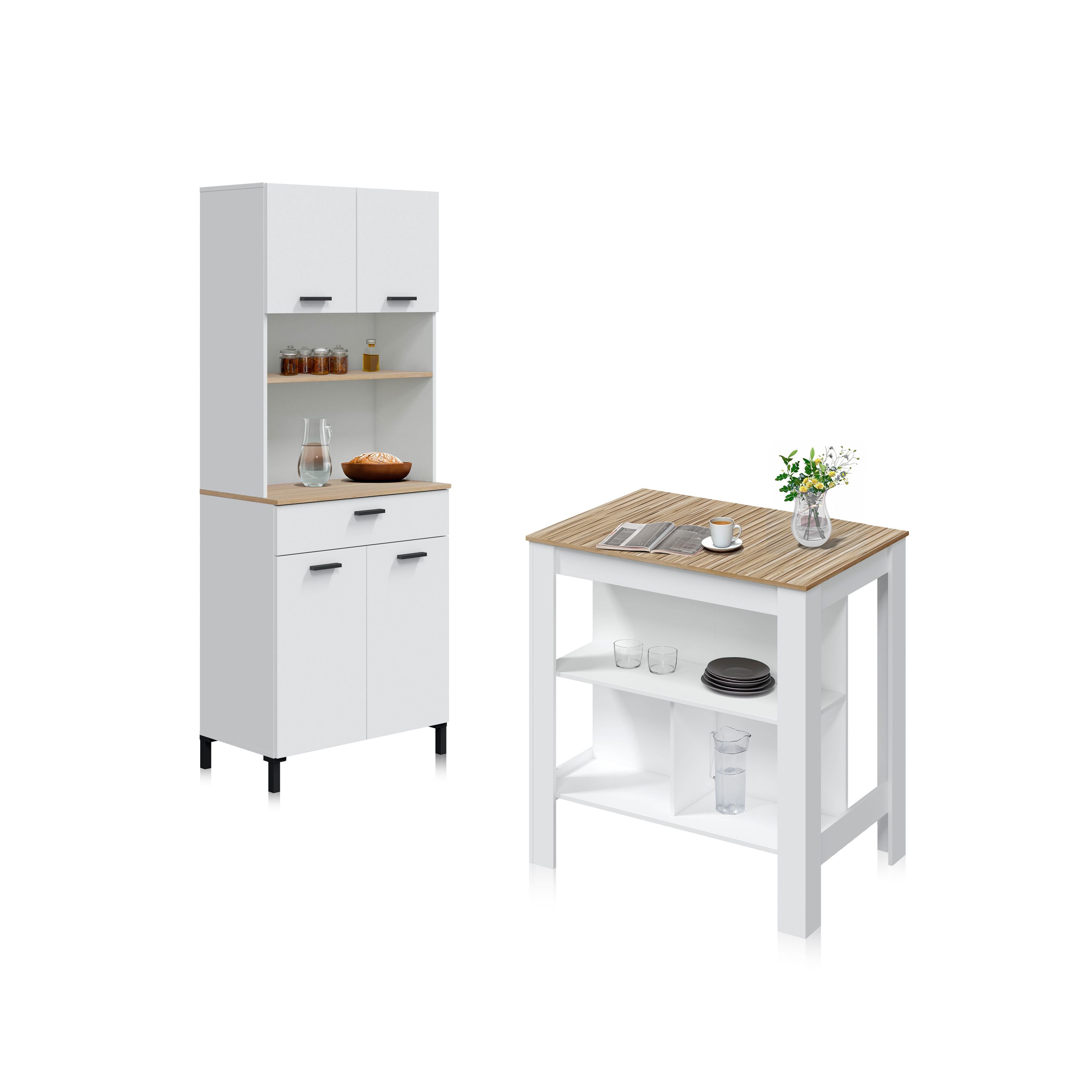 Habitdesign -Pack alacena con mesa alta Nitza