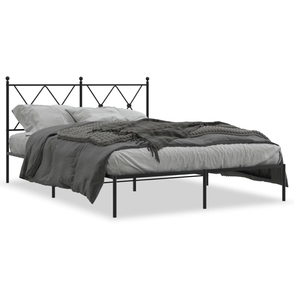 vidaXL Estructura cama sin colchón con cabecero metal negro 135x190 cm