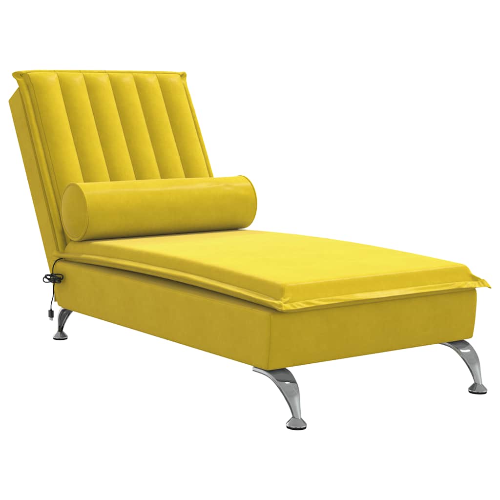 vidaXL Sofá diván de masaje con cojín de terciopelo amarillo