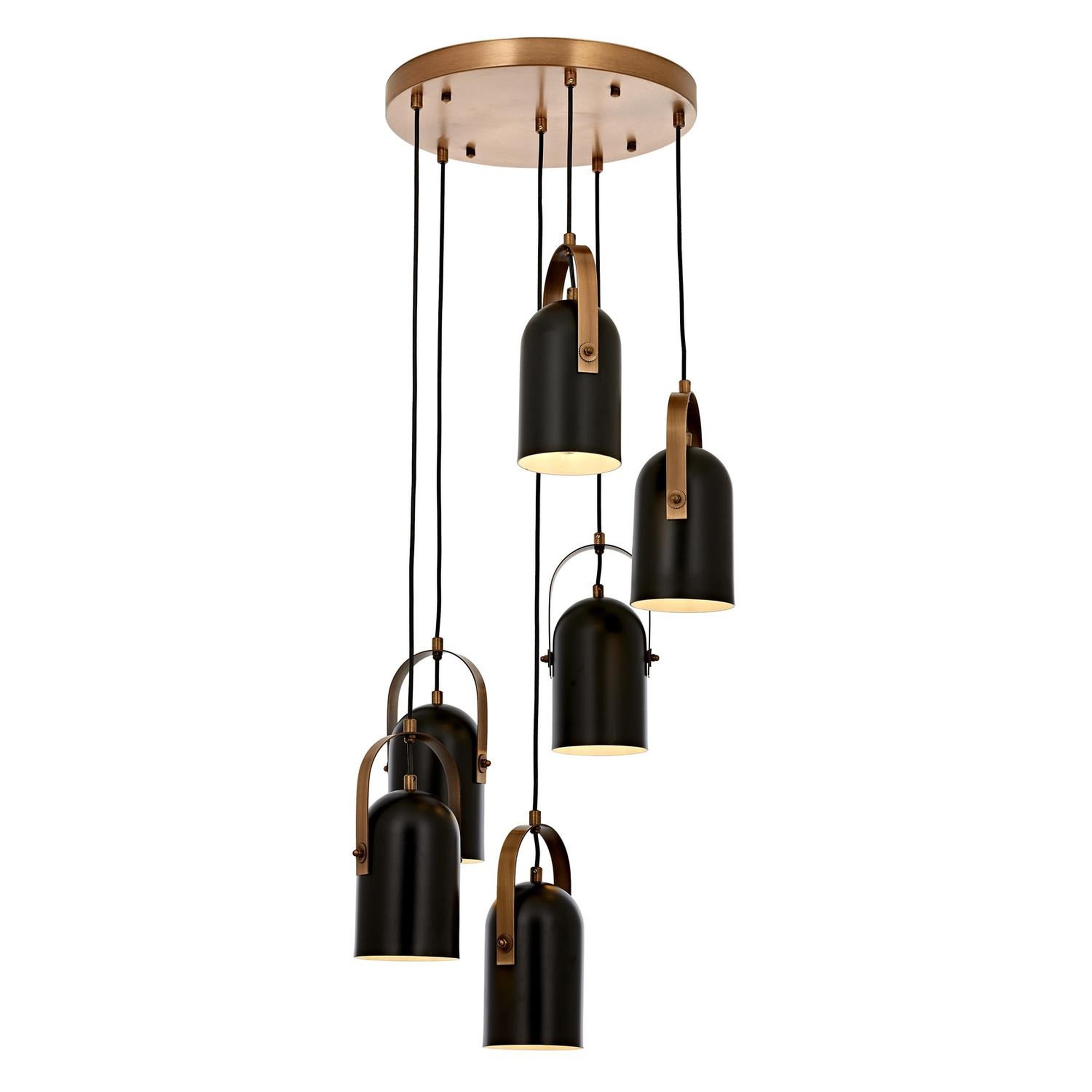 Lámpara de techo WELLHOME, metal, negro vintage, colección Bled, 80x40x40, casquillo 6 x E 27 Max 60 W