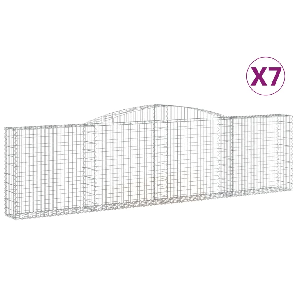 Vidaxl Cestas Gaviones Arco Hierro 7 Uds. Dimensiones 400x30x40/60 Cm