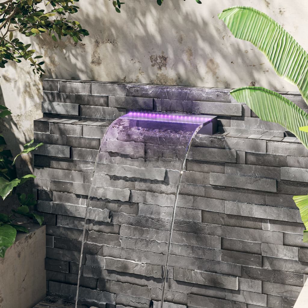 vidaXL Fuente Cascada con LED RGB Acrílico para Piscina Jardín Estanque Patio Dimensiones 30 x 21 x 8 cm,  45 x 21 x 8 cm,  60 x 21 x 8 cm y mas