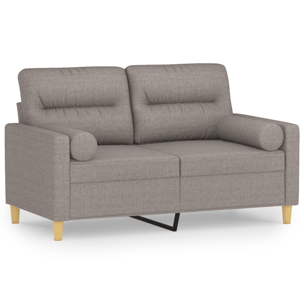 Sofá de 2 plazas con cojines tela gris taupe 120 cm