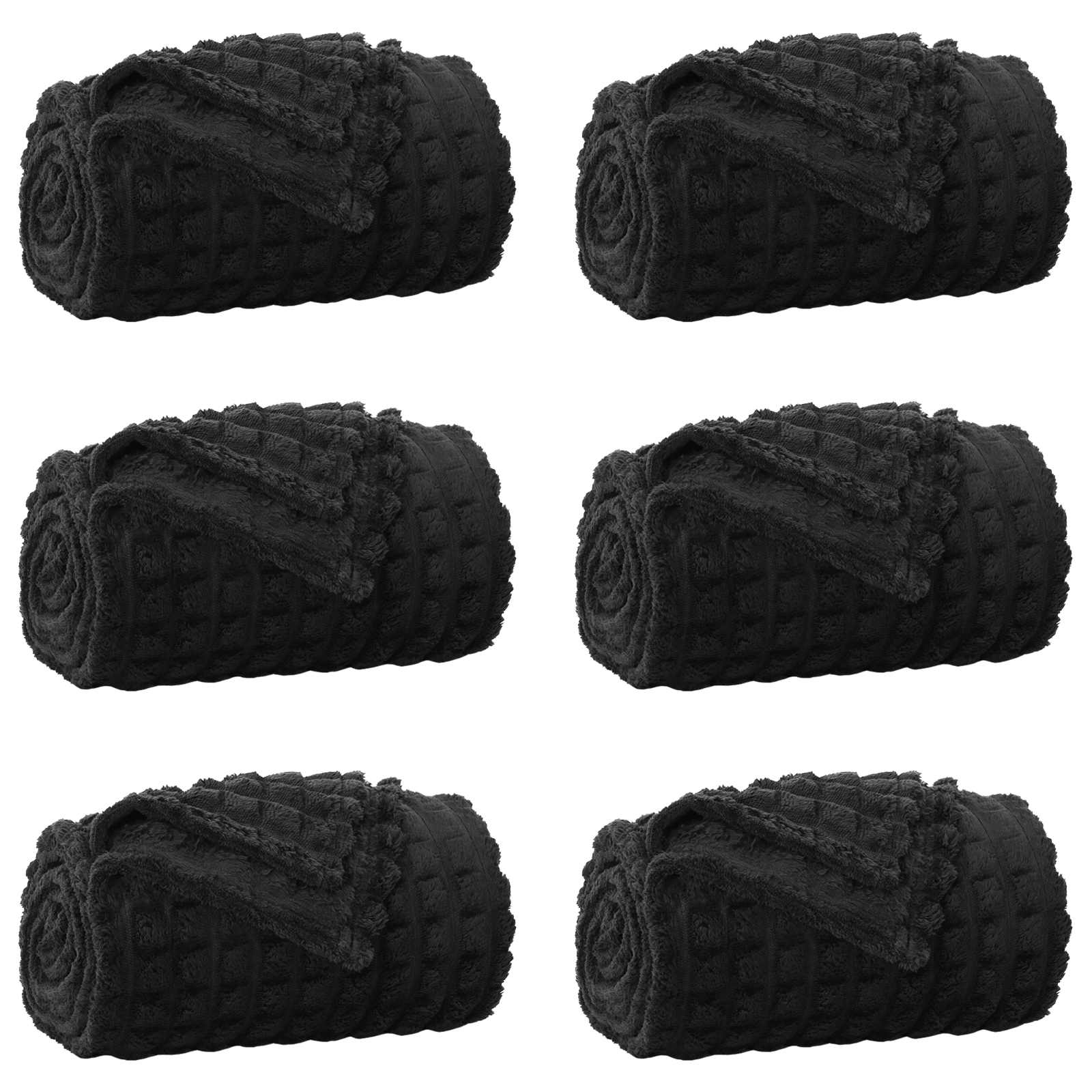 vidaXL Mantitas de Sofá 6 pcs Negro 200 x 150 cm Lana