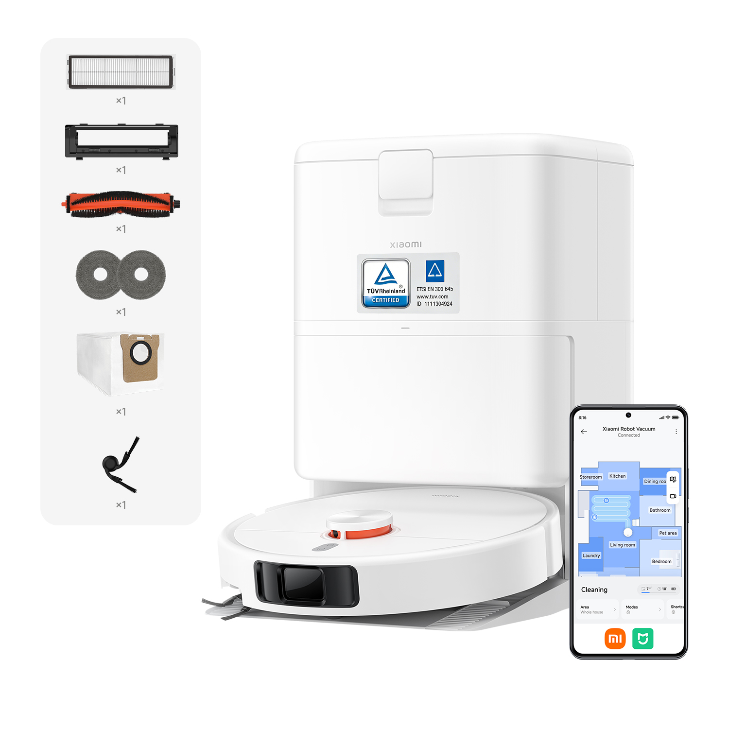 Official | Xiaomi Robot Vacuum H50 Pro, Tecnología de extensión innovadora, Barrido y fregado meticulosos para toda tu casa, Brazos robóticos duales para limpieza de bordes, Succión potente de 15,000 Pa