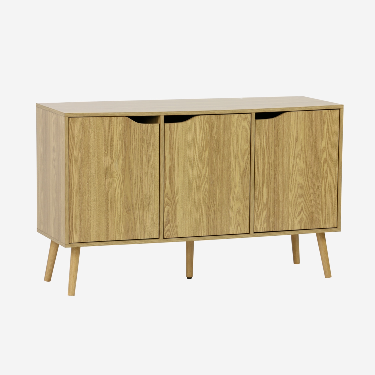 sweeek - Aparador efecto nogal con 3 puertas y 3 estantes, 120cm , Nepal , 120x39x73