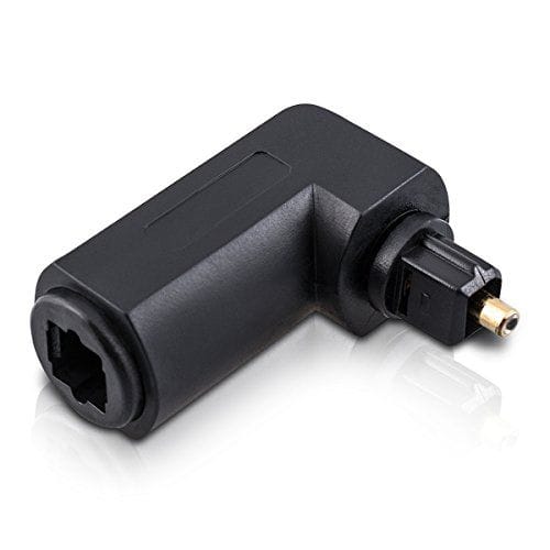 CABLEPELADO Adaptador óptico Digital TosLink | Adaptador audio toslink | Macho a Hembra | Ángulo 90º | PVC | Negro