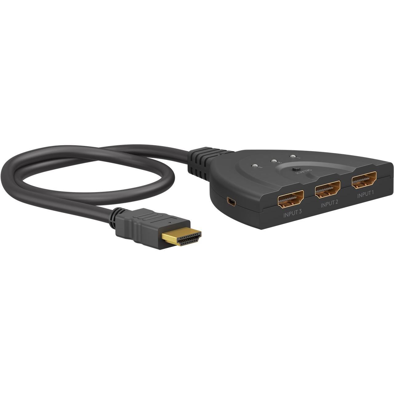 Goobay 58488 - Divisor HDMI 3 en 1 out/4K a 60 Hz (2160 p), conmutador HDMI 2.0 para PS4, PS5, portátiles o monitores