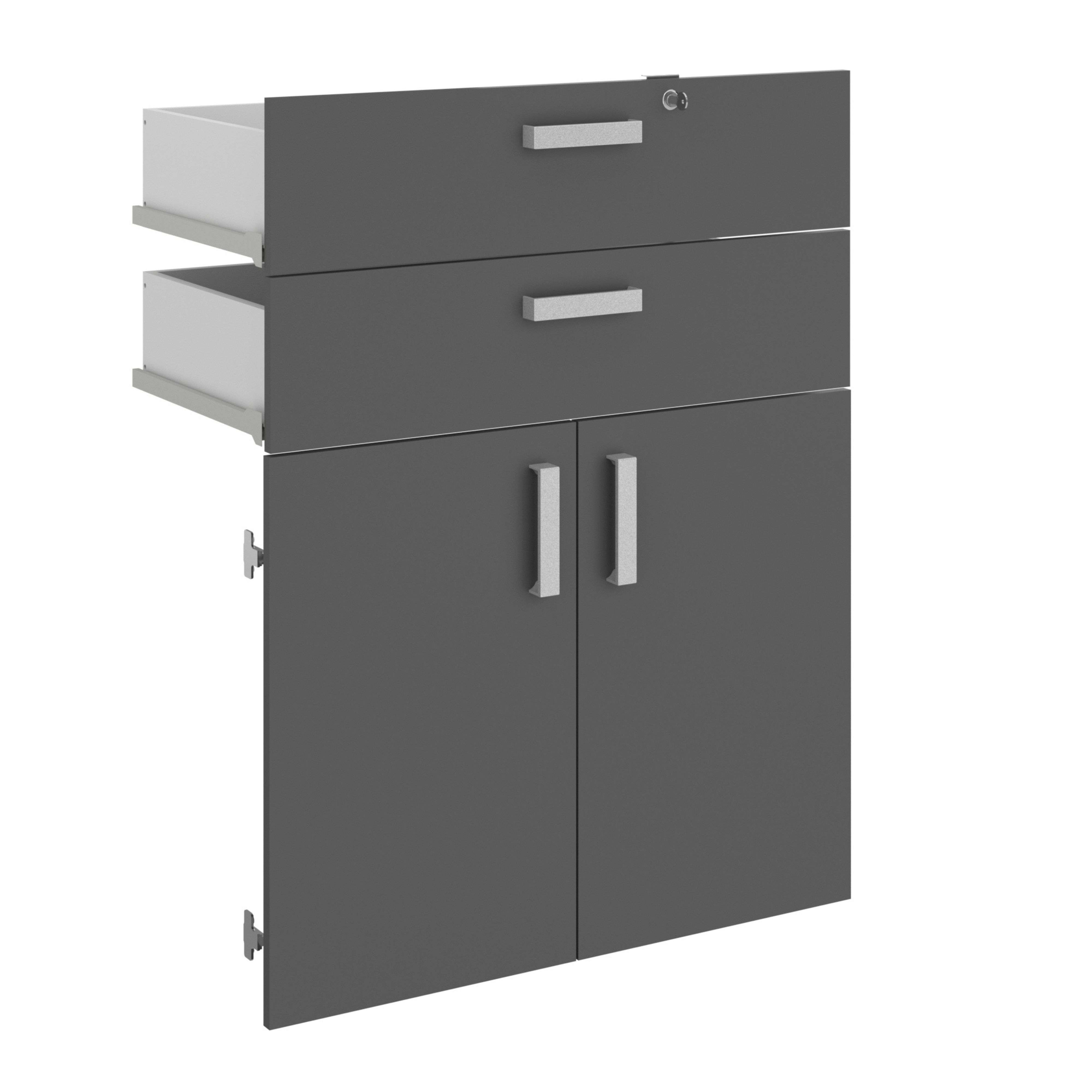 Miroytengo Puertas Abatibles 2 Cajones Estantería Oficina Moderna Venture Color Gris 78x100x37 cm