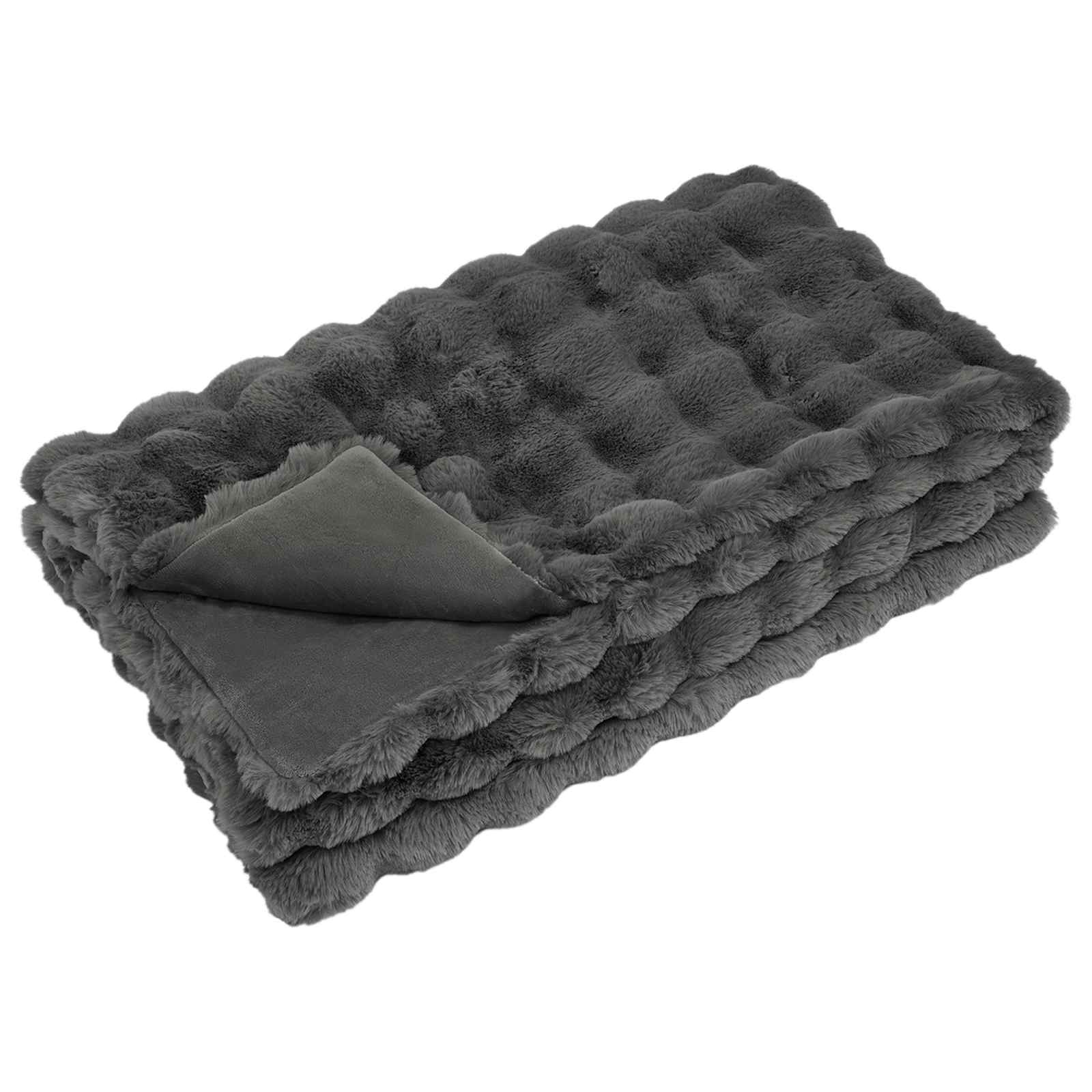 vidaXL Manta de de conejo sintético antideslizante Olite Gris oscuro