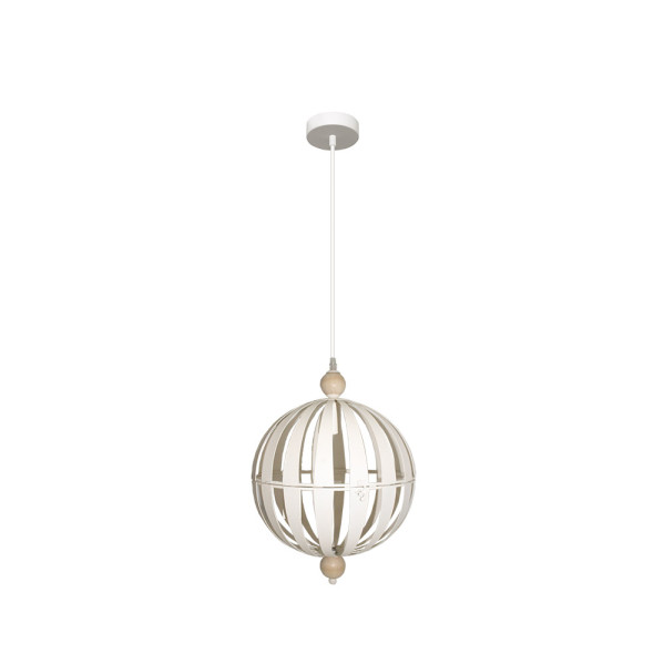 FABRILAMP Lámpara de techo colgante Trentino 1xe14 Blanco/haya Regx31x31cm