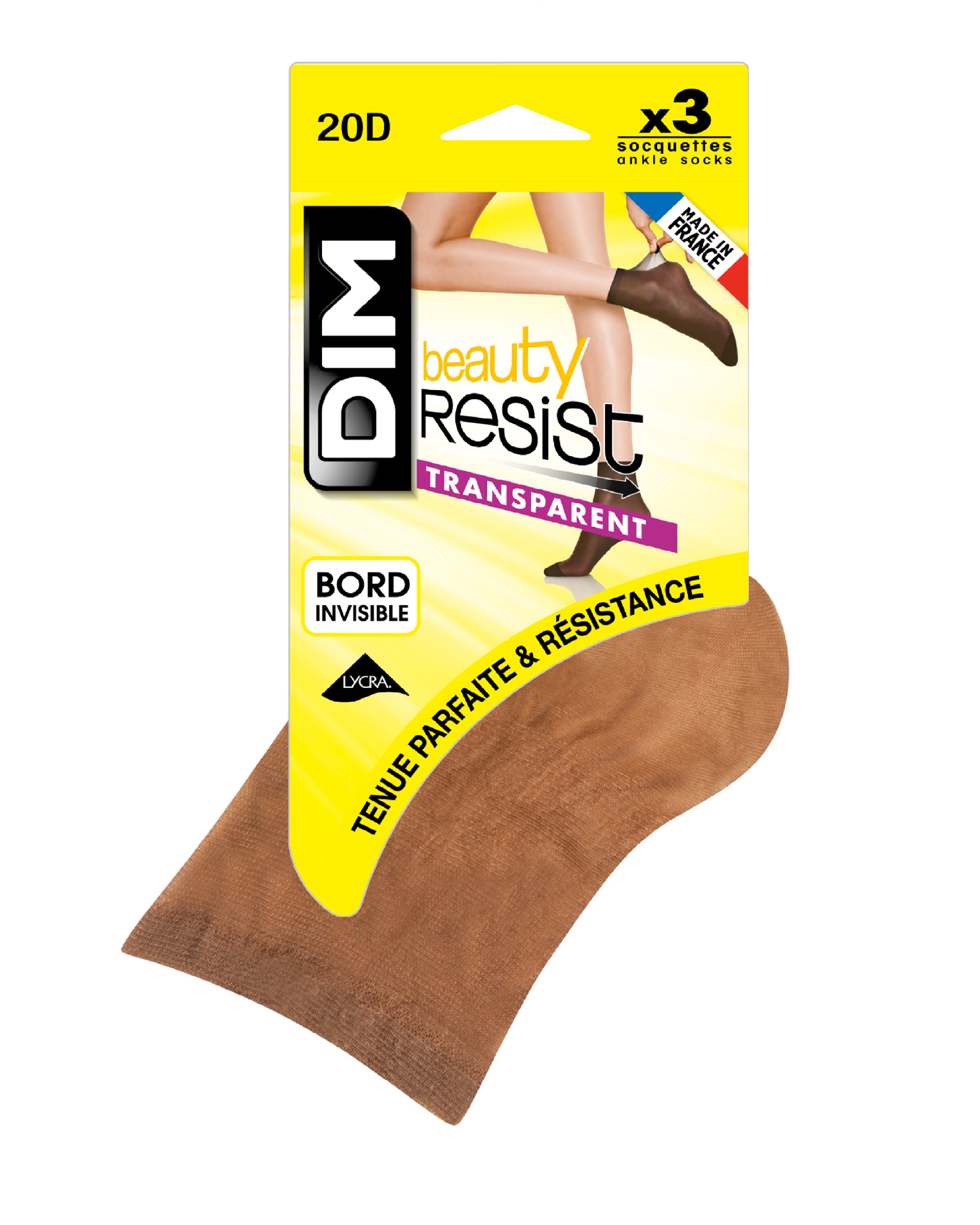 Dim Pack de 3 tobilleros transparentes con puntera reforzada stop malla