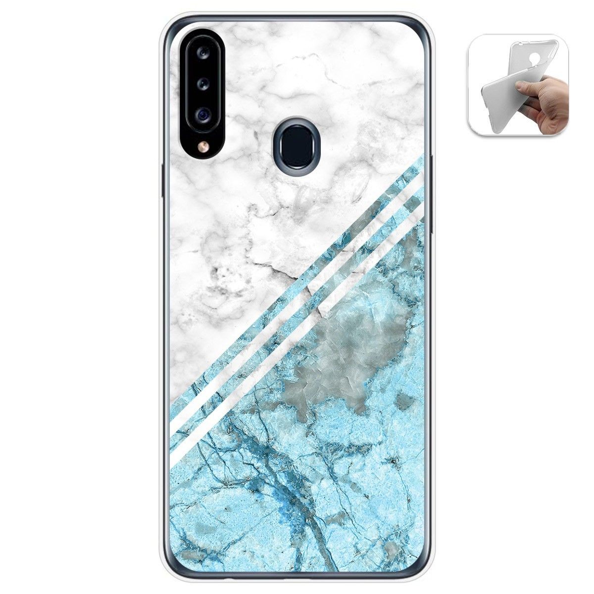 Tumundosmartphone Funda Gel Tpu para Samsung Galaxy A20s diseño Mármol 02 Dibujos