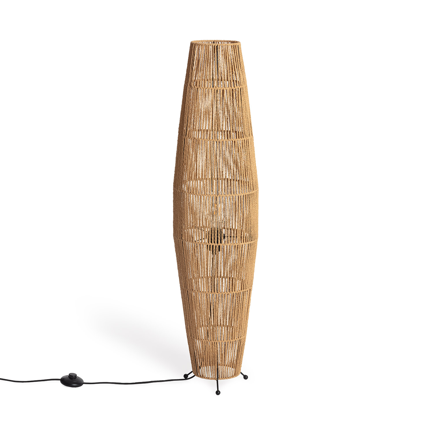 Ledkia Lámpara de Pie Papel Trenzado Mahali ILUZZIA - Diseño Natural y Resistente para Interiores