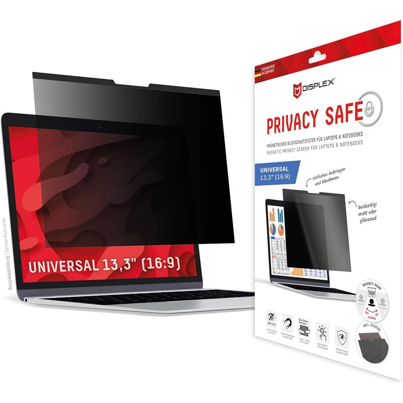DISPLEX PRIVACY SAFE Filtro de privacidad magnético de 2 vías para portátil/notebook 13.3 (16:9)