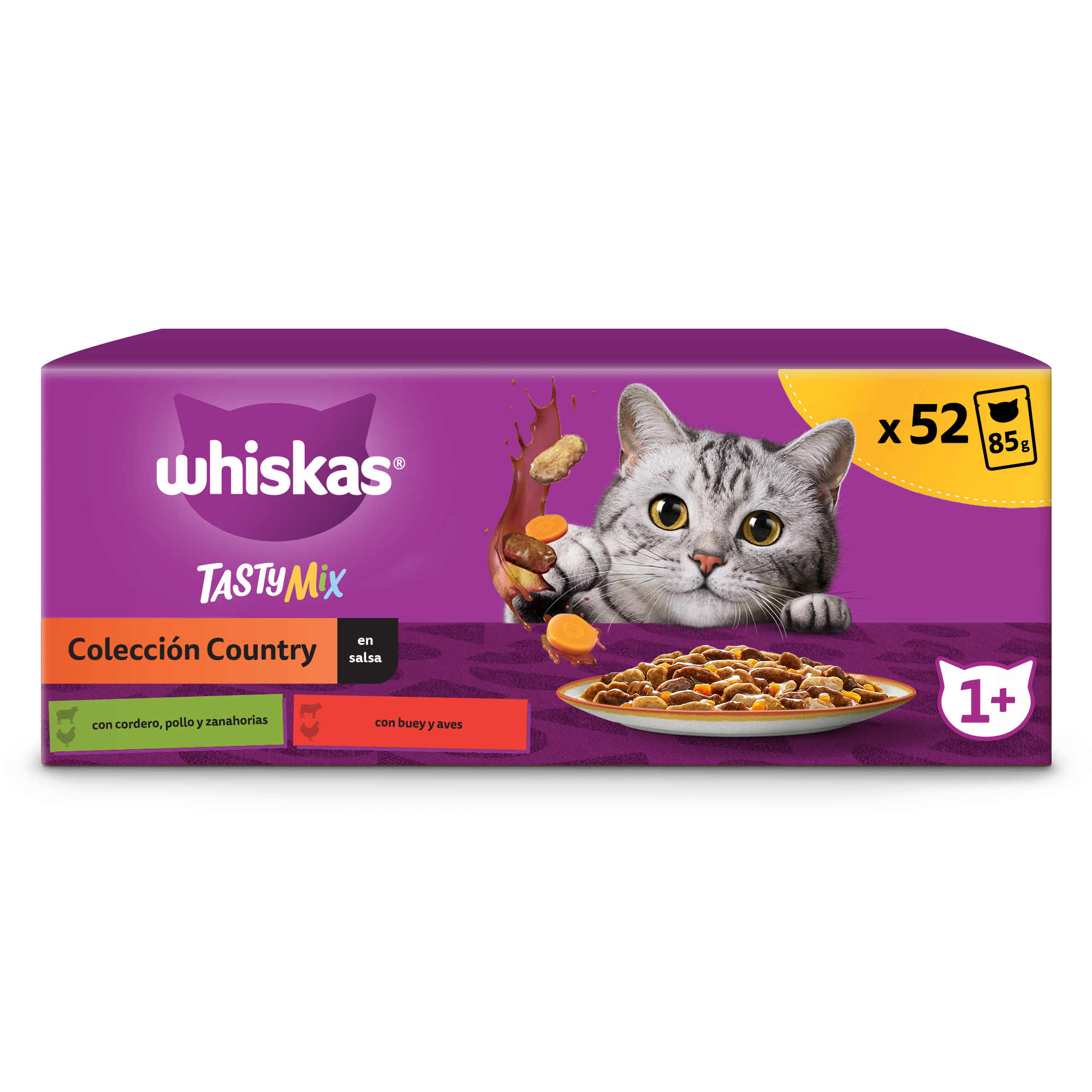 Whiskas - Whiskas Tasty Mix Comida Húmeda para Gatos Adultos Colección Country en Salsa 13x4x85g