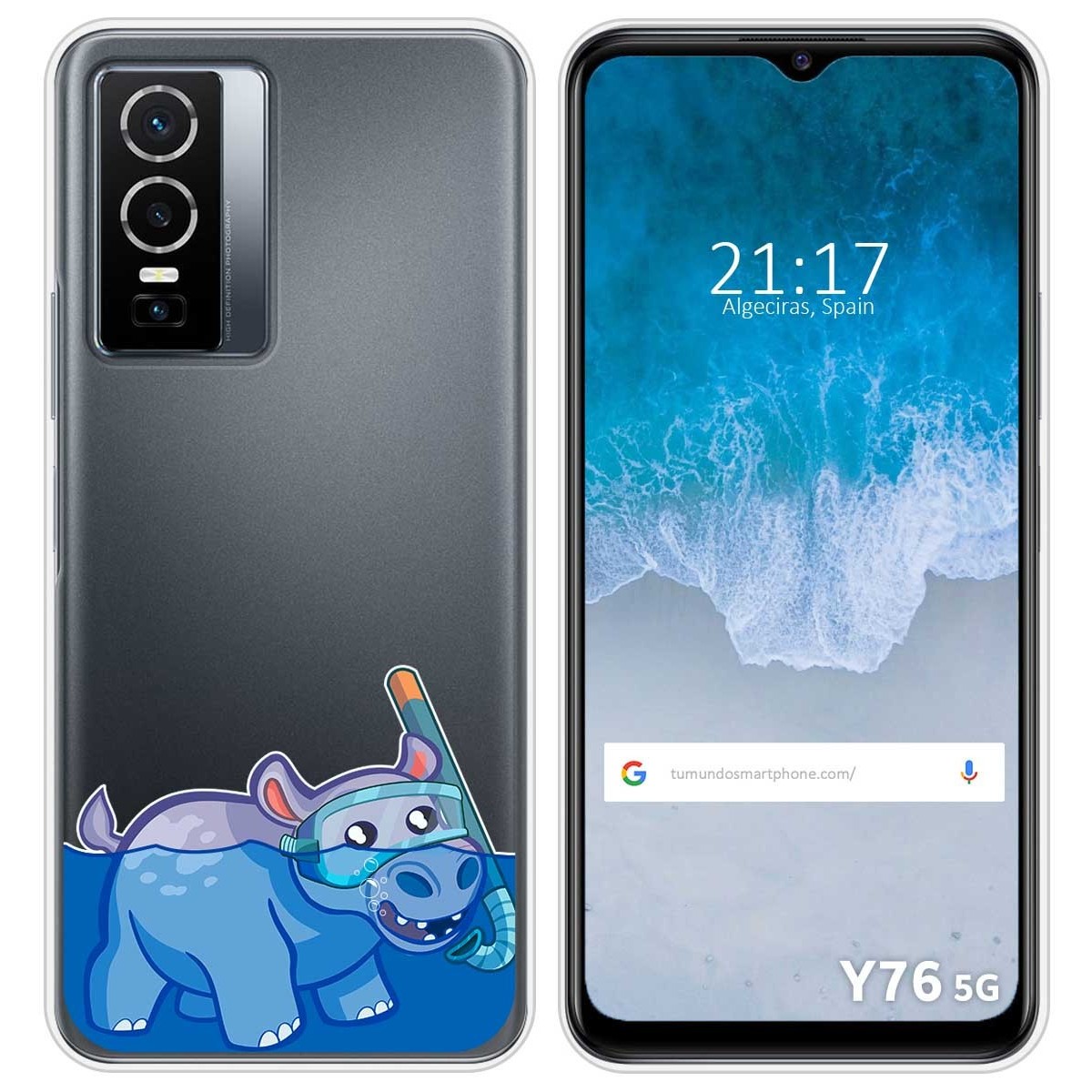 Funda Silicona Transparente para Vivo Y76 5G diseño Hipo Dibujos
