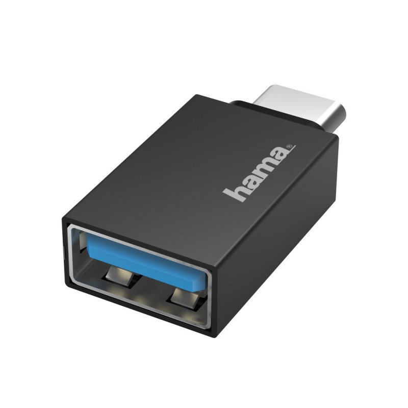 Hama - Adaptador USB C a USB A para PC, tablet, o smartphone, rápida transferencia de datos, color negro. 00200311