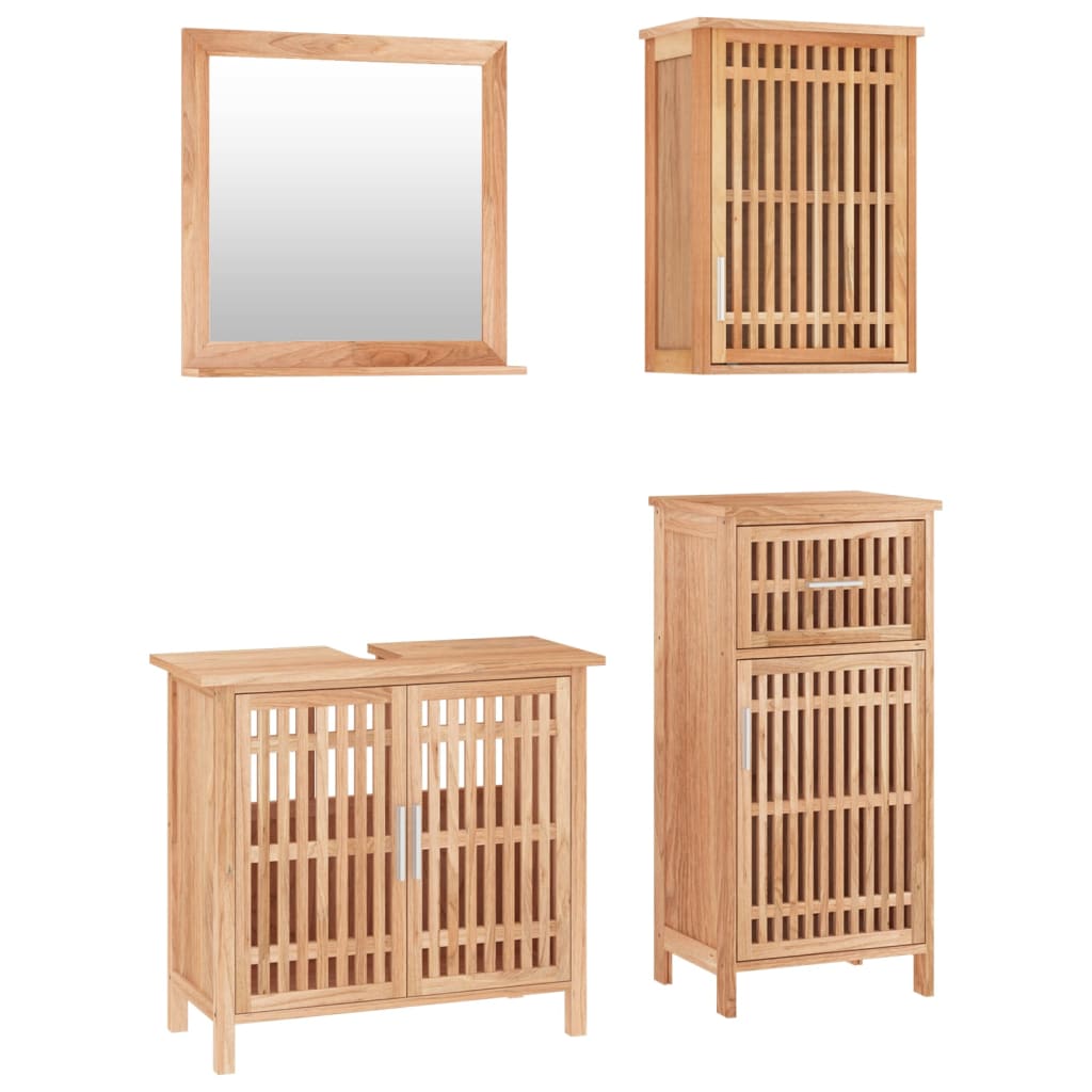 vidaXL Conjunto de muebles de baño 4 piezas madera maciza de nogal