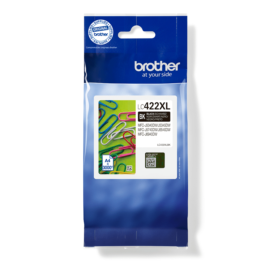 Brother LC-422XLBK Original Negro Para FC-J5340DW, MFC-J5740DW, MFC-J6540DW, MFC-J6940DW