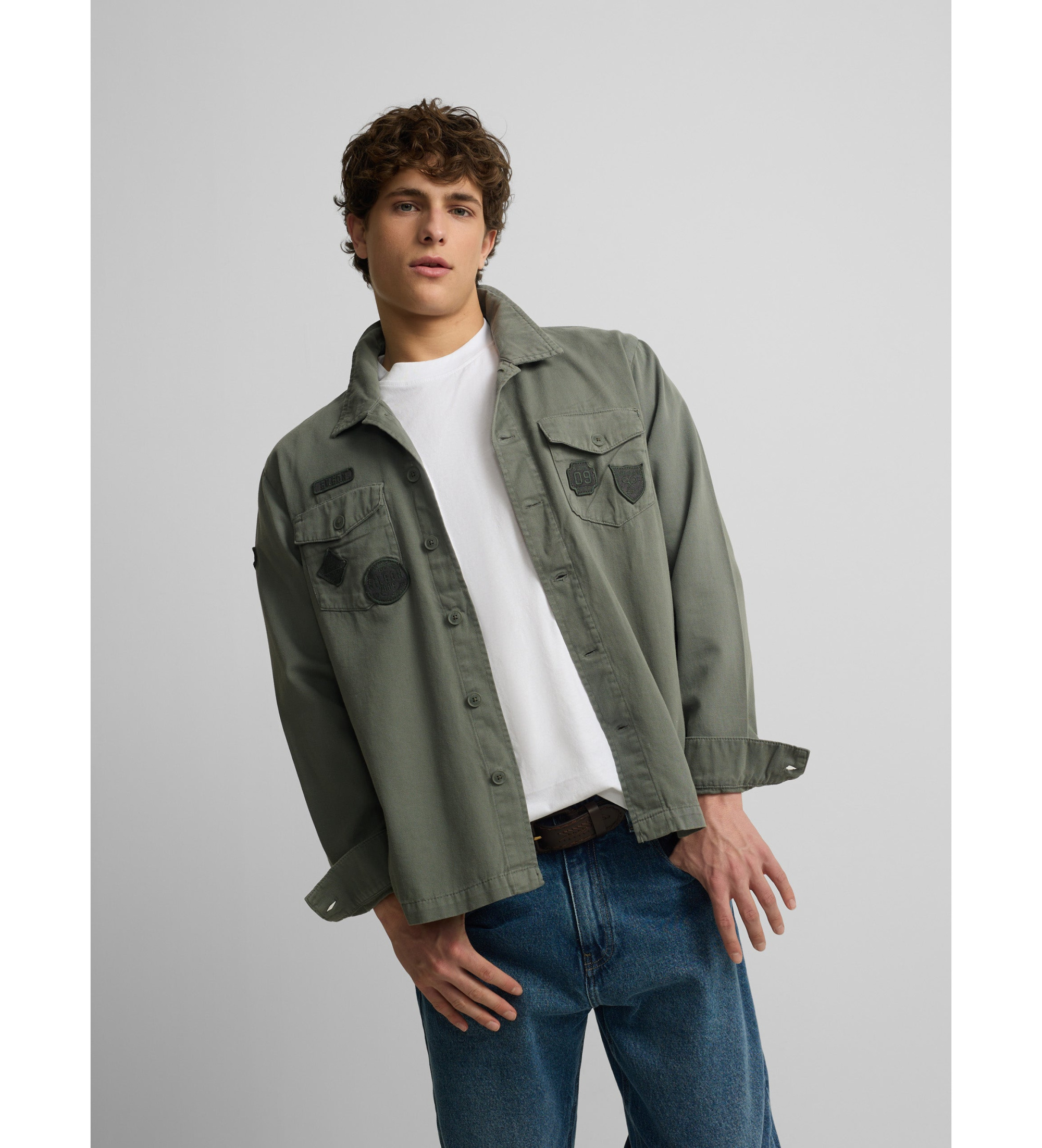 Silbon | Hombre | Sobrecamisa parches gris
