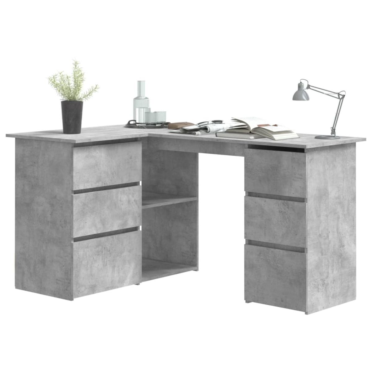 Escritorio esquinero Cum Laude 4 cajones + 2 puertas 76x145x100 cm