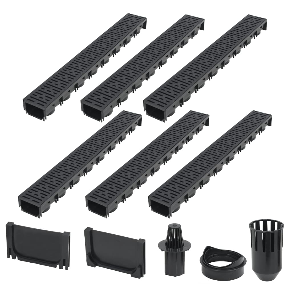 vidaXL Canal de Drenaje Plástico Acanalamiento Desagüe Tuberia Resumidero Dimensiones 1 m,  2 m,  3 m (3 unidades) y mas