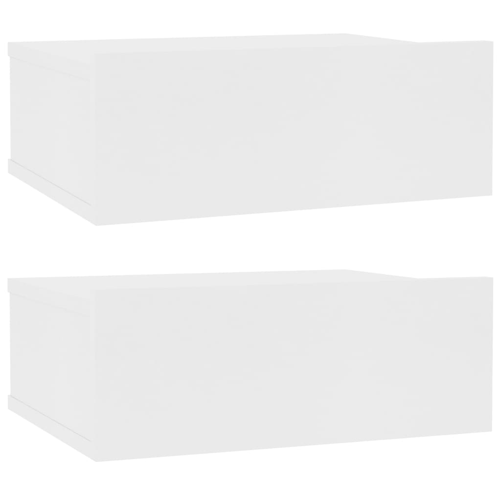 Vidaxl Mesitas de Noche Flotantes 2 Unidades Contrachapada 40x30x15 Cm Blanco