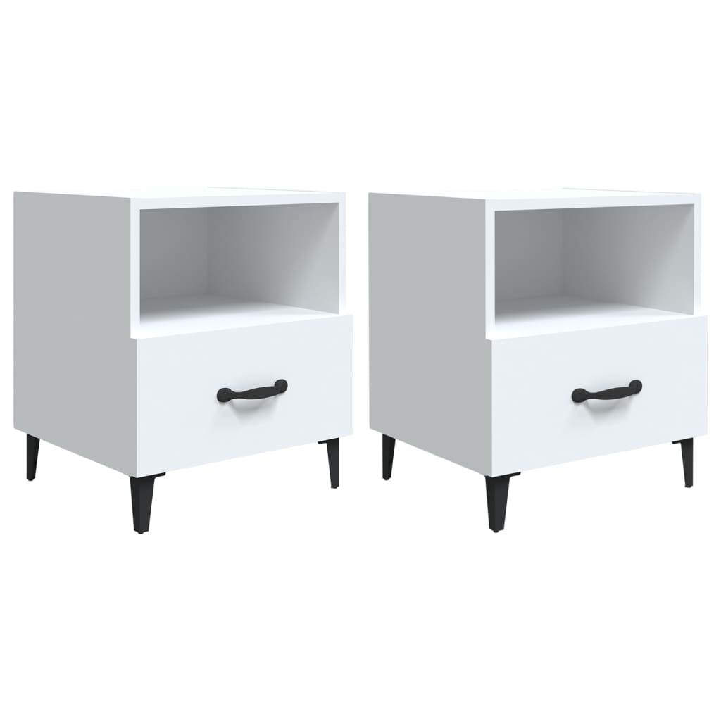 Vidaxl Mesitas de Noche 2 Unidades Madera Contrachapada Blanco