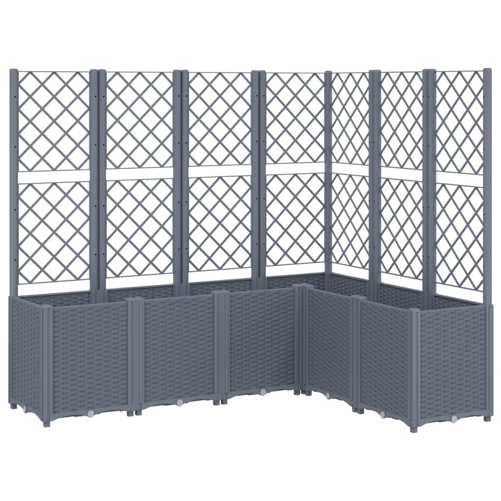 vidaXL Jardinera con enrejado PP 160x120x140 cm Color Gris,  Gris claro,  Negro y mas
