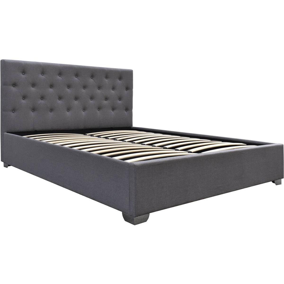 Habitat y Jardin - Cama doble con cofre "Tino" - 160 × 200 cm - Gris