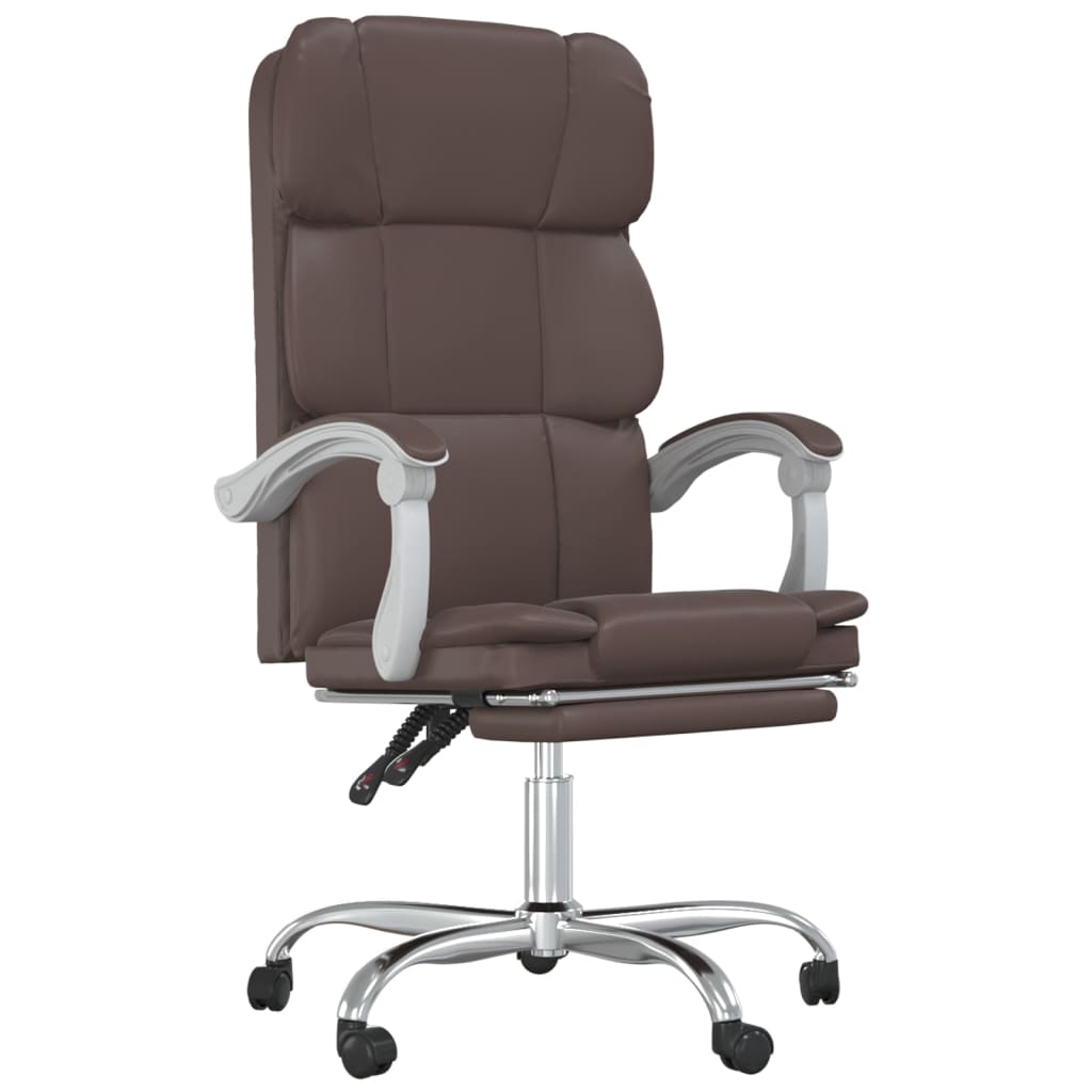 vidaXL Silla de oficina reclinable cuero sintético