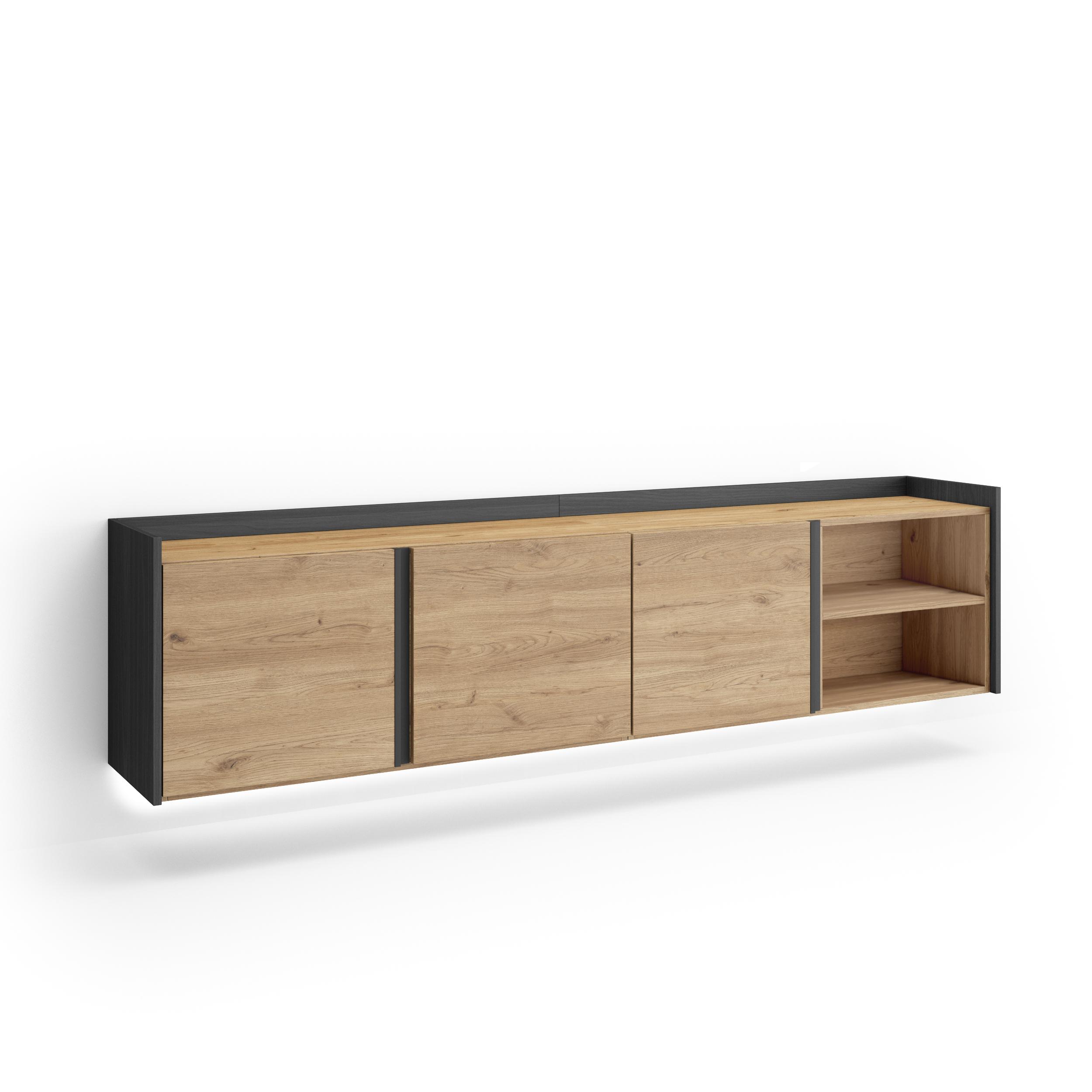 Mueble TV, Televisión, 207x35x50cm, Para TV hasta 80", Colgado, Suspendido, LED