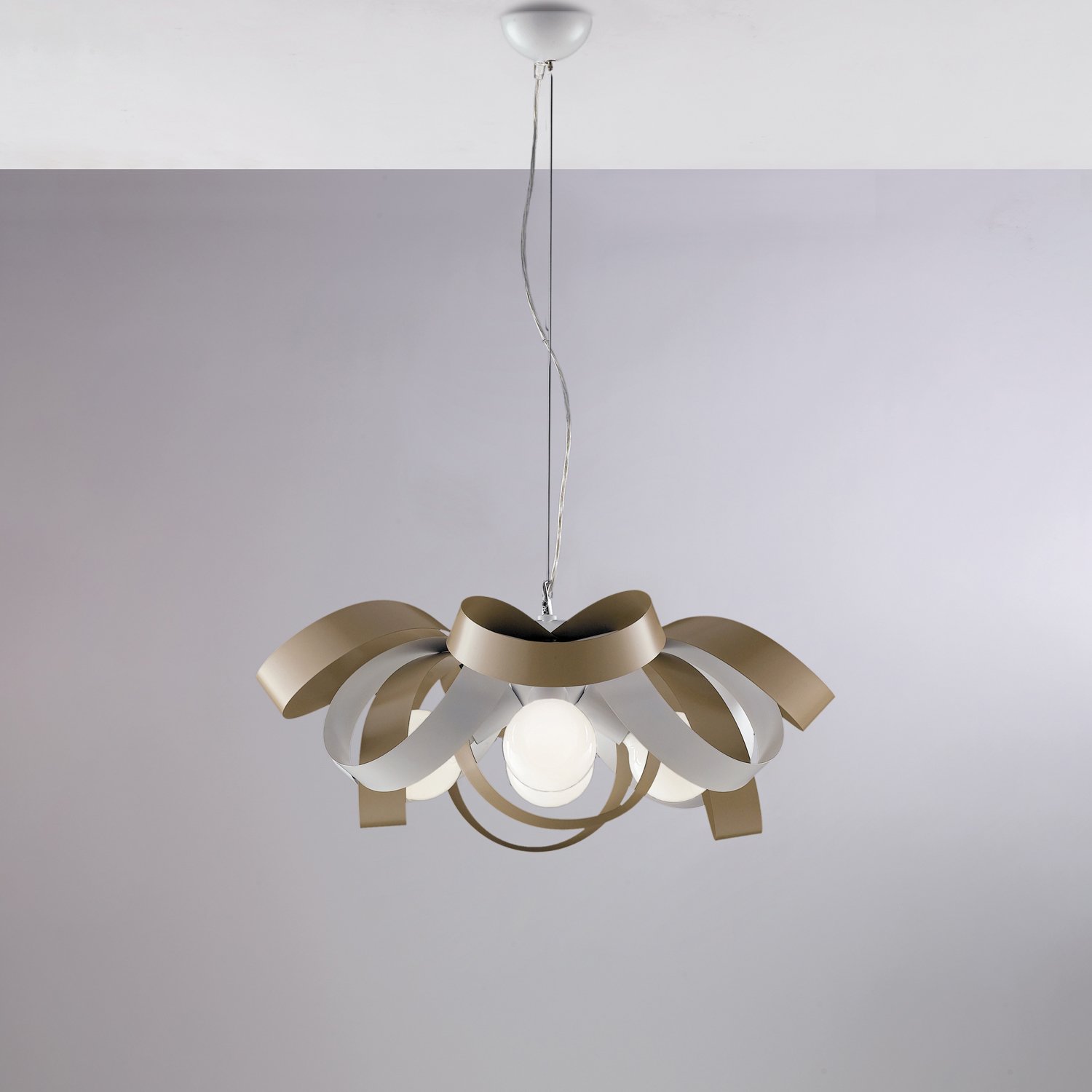 Suspensión Moderna Primula 4 Luces Hierro lacado Blanco y Paloma