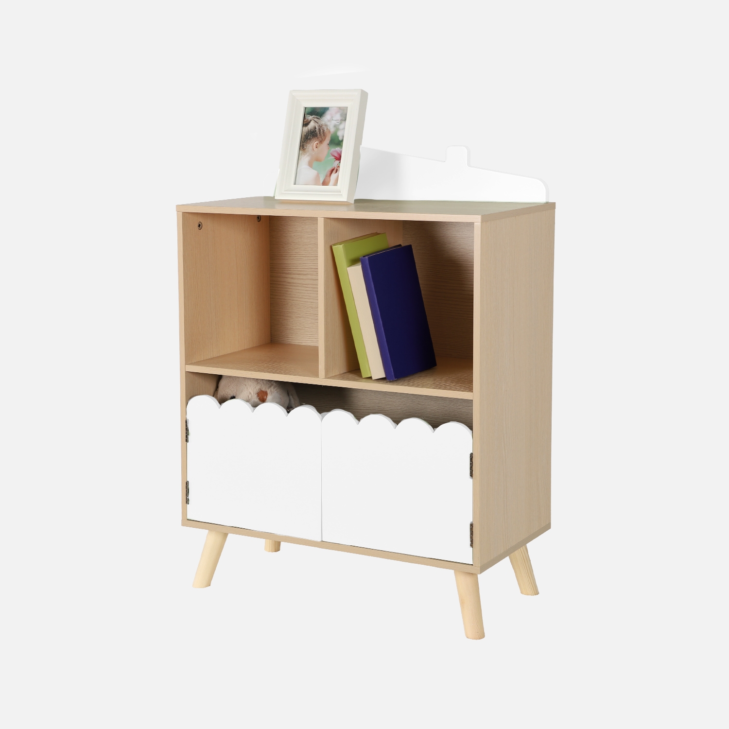sweeek - Librería infantil de 2 estantes y 2 puertas , Azur , 60x30x82
