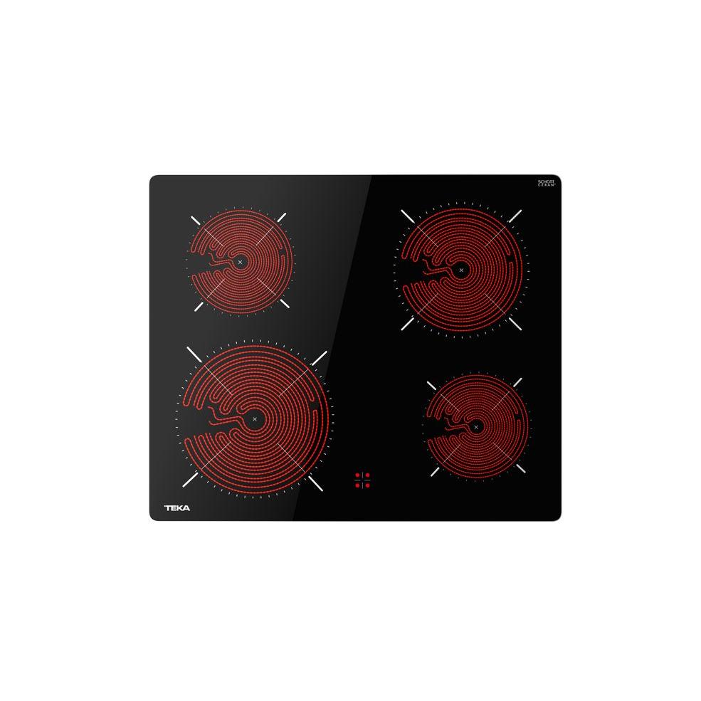 Teka - Vitrocerámica polivalente 4 fuegos TTC 64010 CRD negro, superficie vitrocerámica fácil limpieza y diseño moderno para cocina doméstica