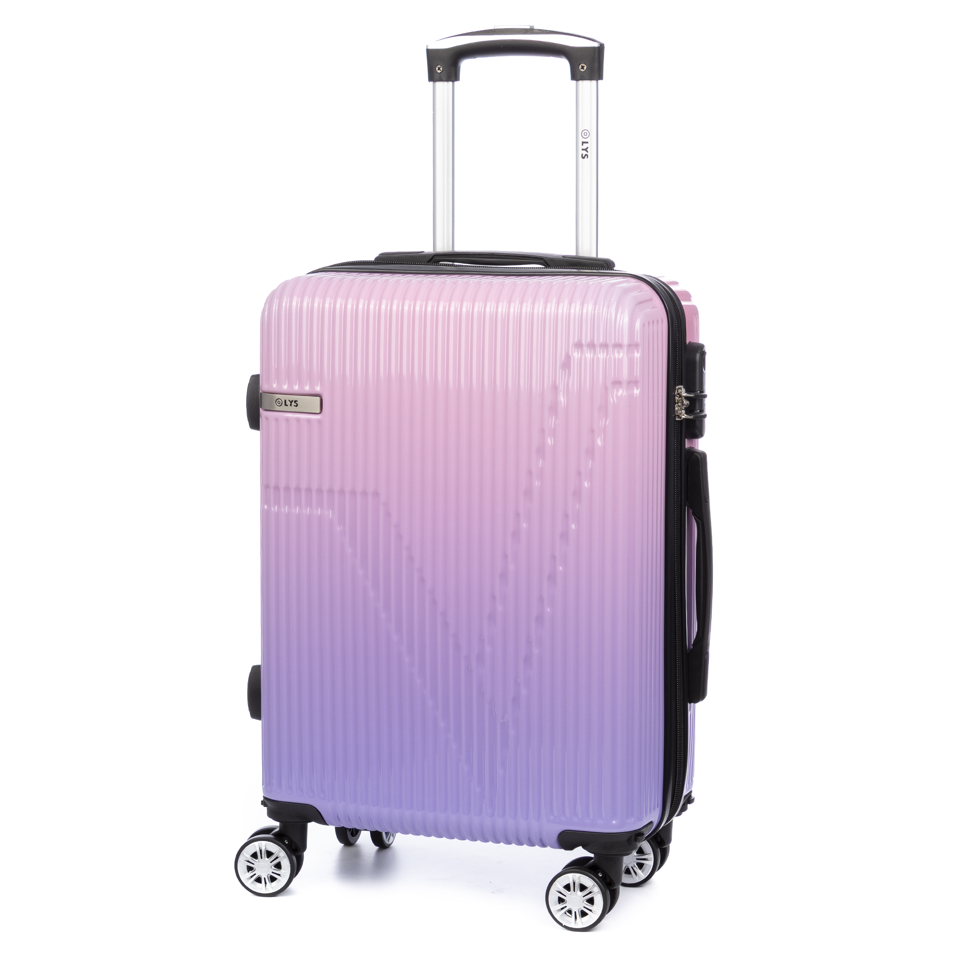 DAM.Maleta de cabina trolley de PP resistente a la rotura. Cerradura numérica, 4 ruedas dobles extraíbles y giratorias 360°. 38x21x55cm