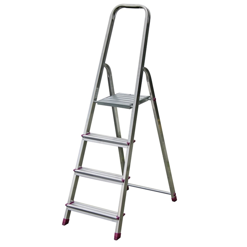 Escalera doméstica de aluminio Krause Corda con 4 peldaños y sistema de seguridad profesional
