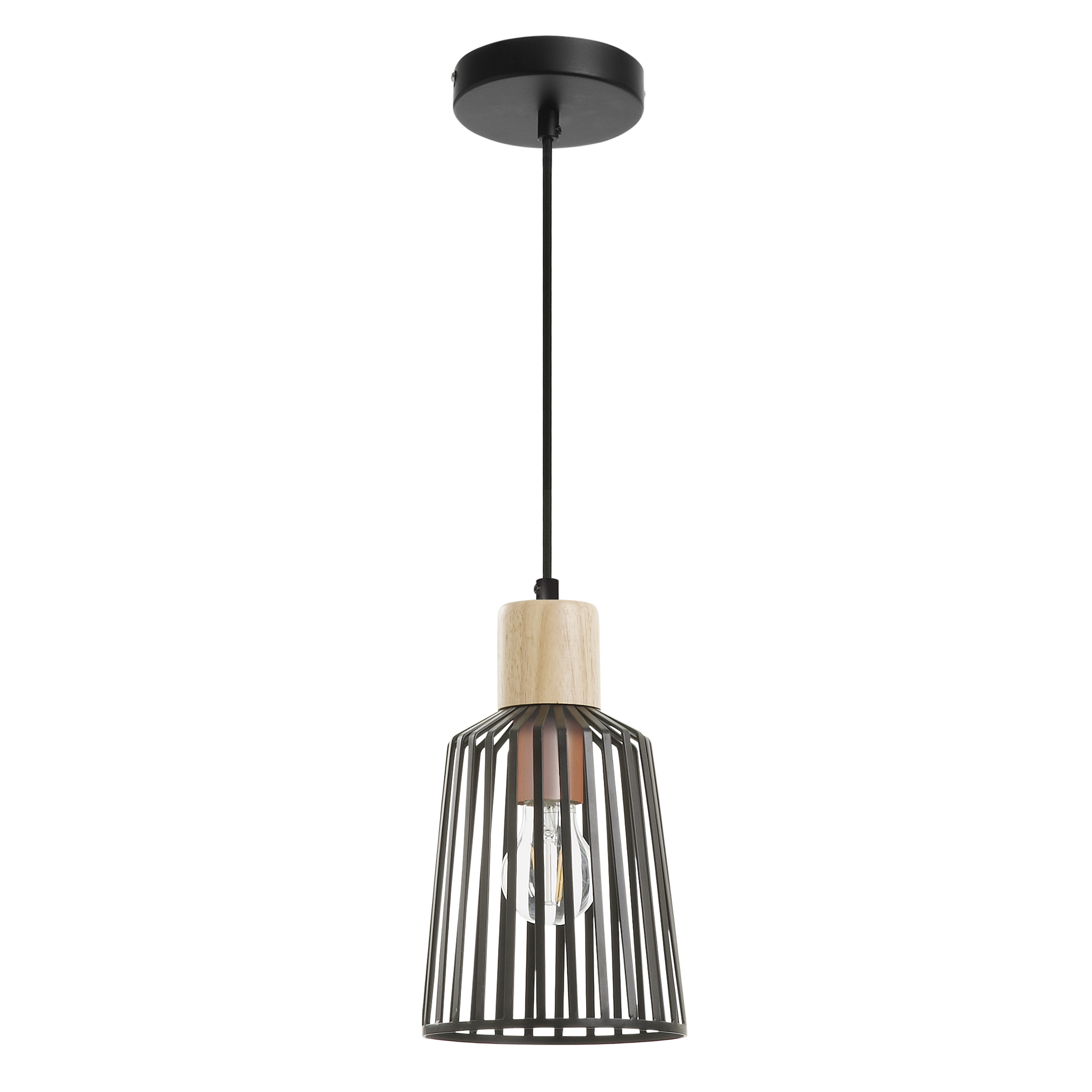 Novolux Lighting- Lámpara de techo- Baguet, color negro, uso interior, acero y madera,e27, 42W, IP20, interior