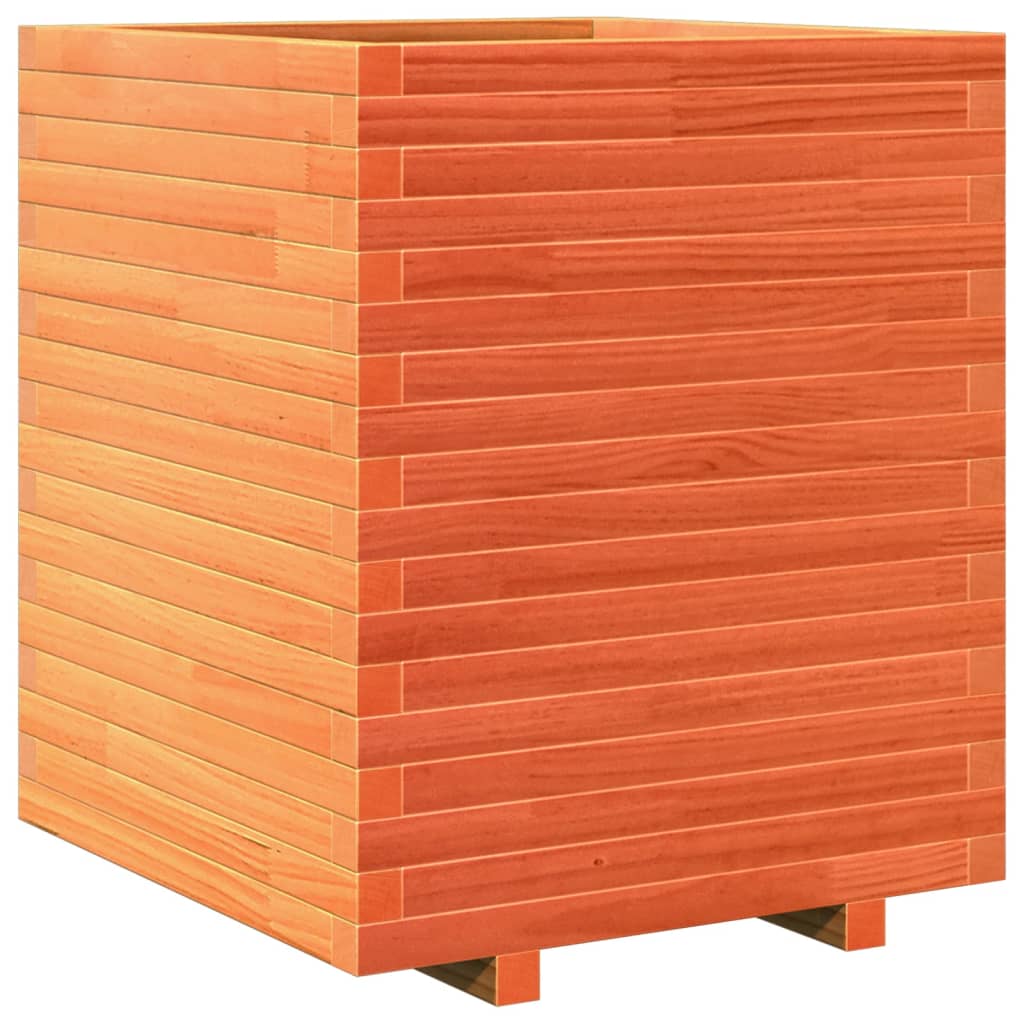 vidaXL Jardinera madera maciza de abeto 60x60x72 cm Color Pino natural,  Blanco,  Marrón cera y mas