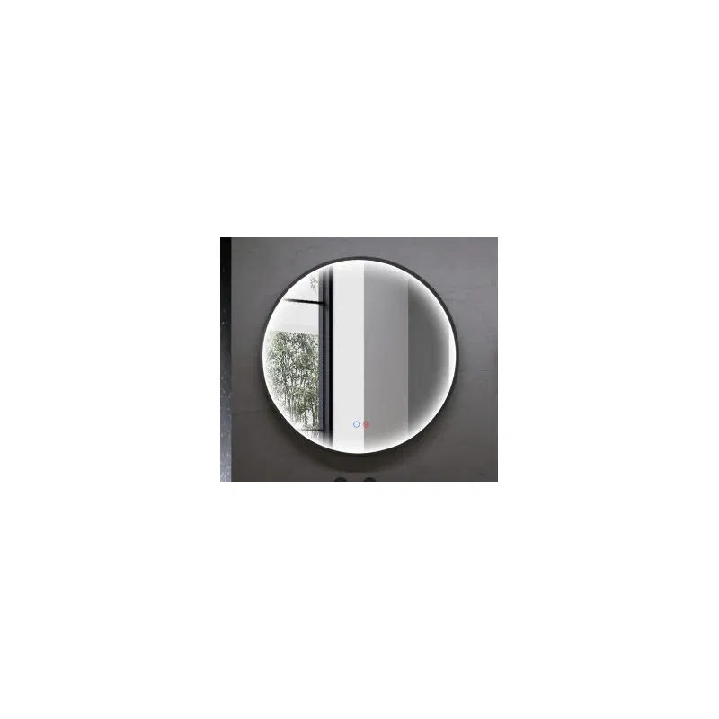 LEDIMEX NEPAL NEPA031/100NG Espejo redondo con luz perimetral integrada al marco de aluminio color negro mate Ø100