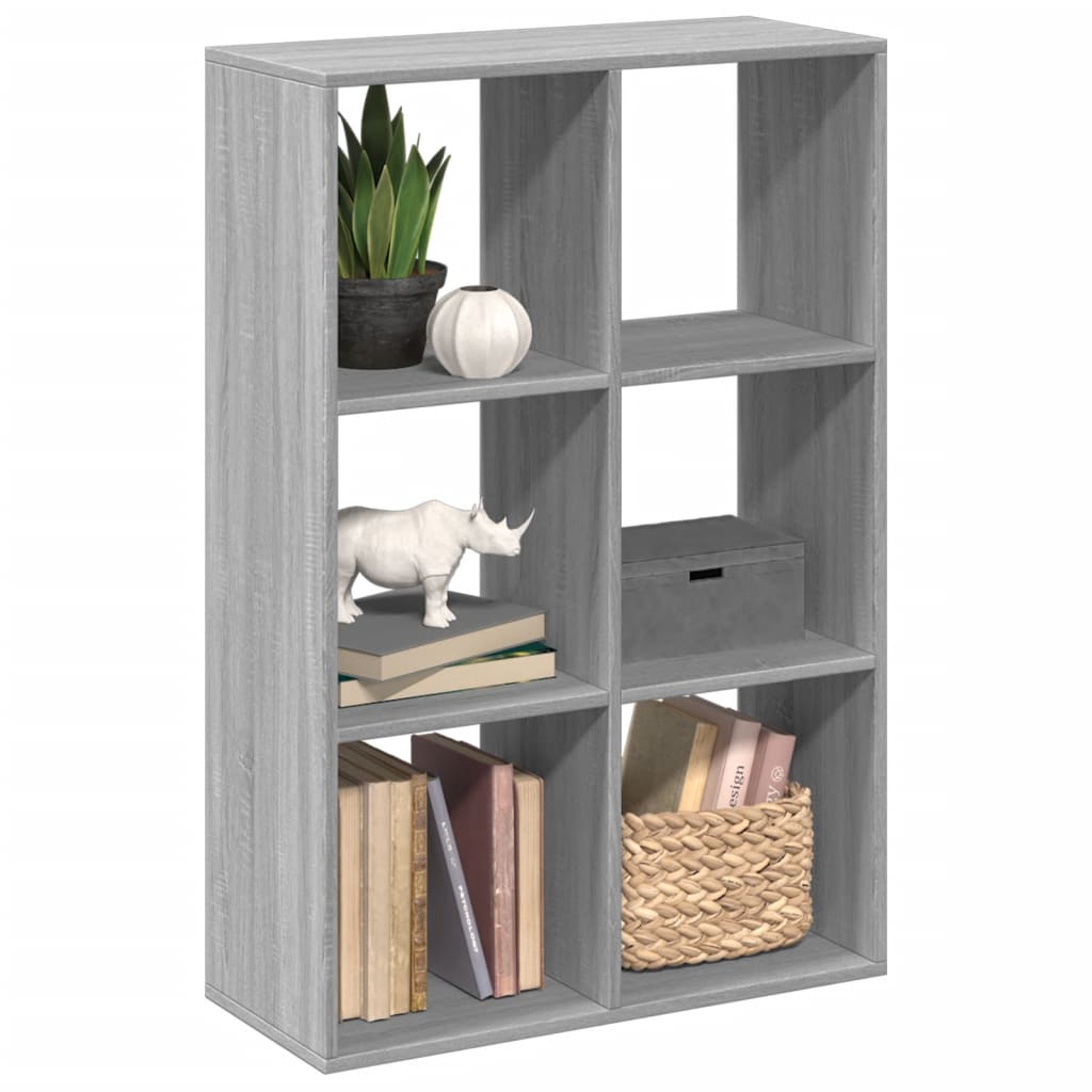 vidaXL Librería divisora madera ingeniería 69,5x29x103,5 cm en color Blanco/Madera antigua/Gris hormigón y más